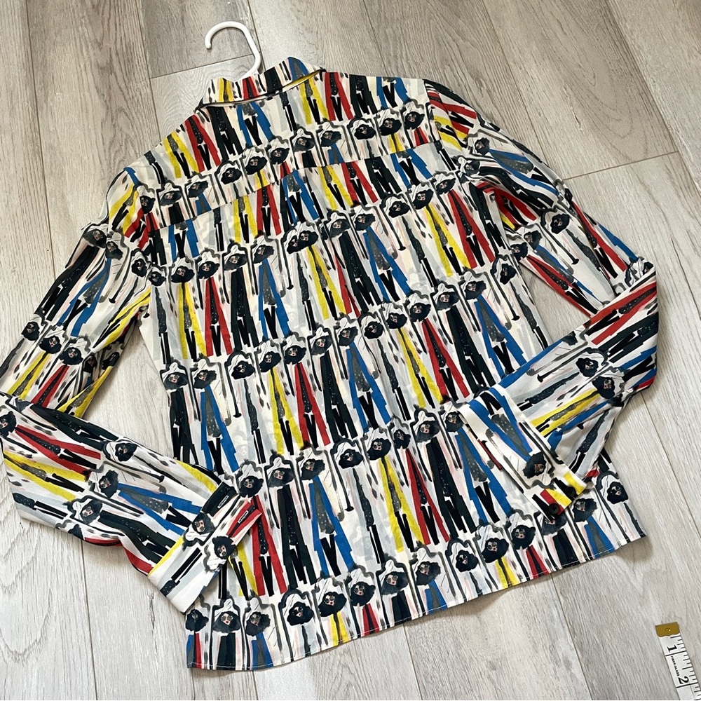 alice + olivia Blouse silk willa donald roberston button up womens (xsmall) art - Picture 4 of 5